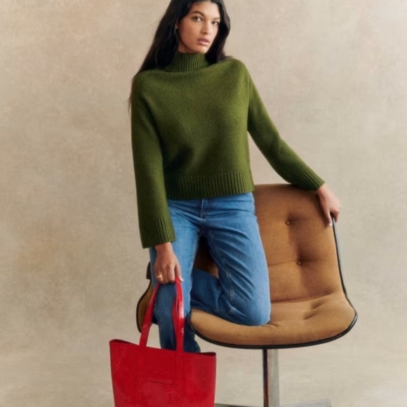 NWT Sezane 100% Wool Lauren Jumper Perfect Green Size Small